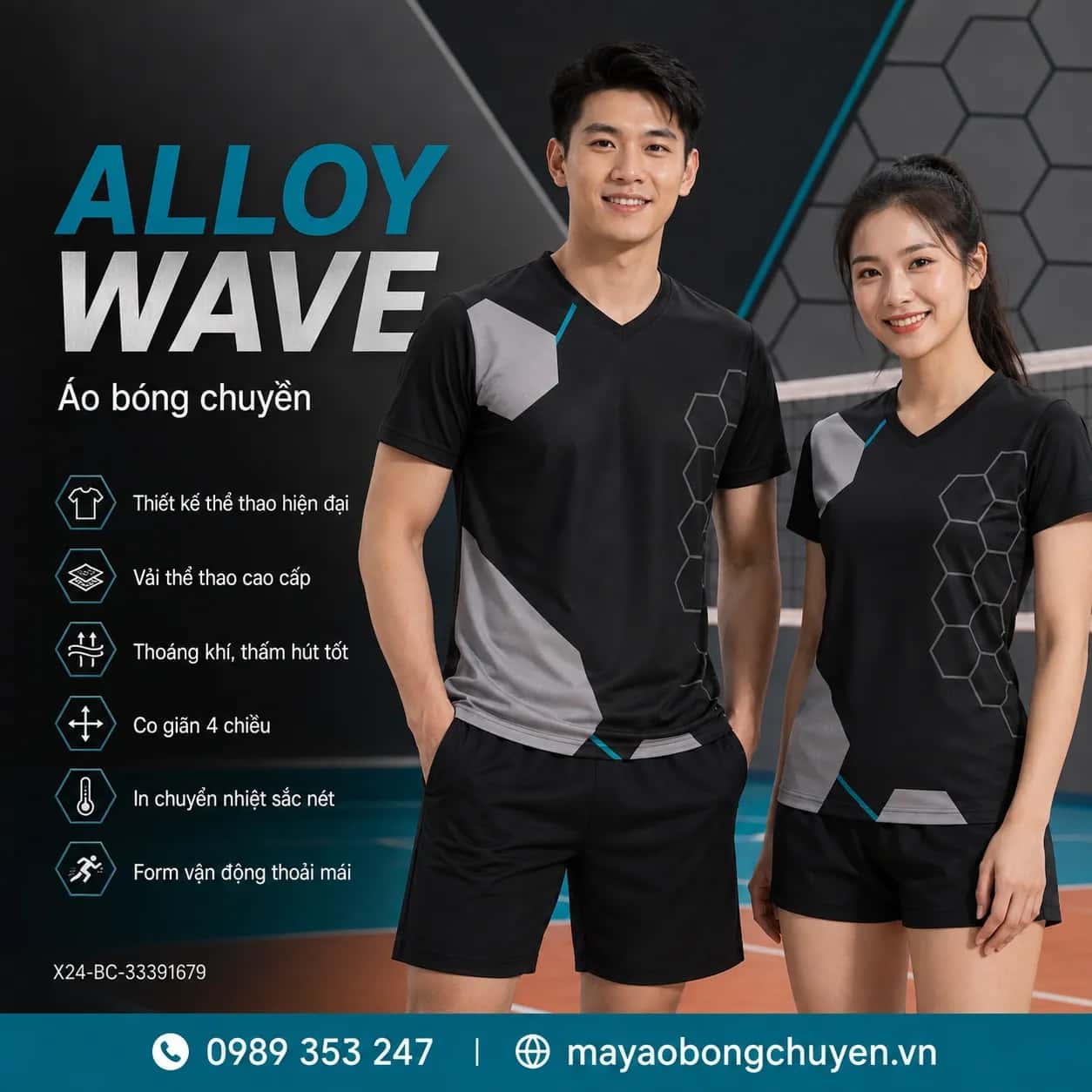 Áo bóng chuyền Alloy Wave đặt may cho đội
