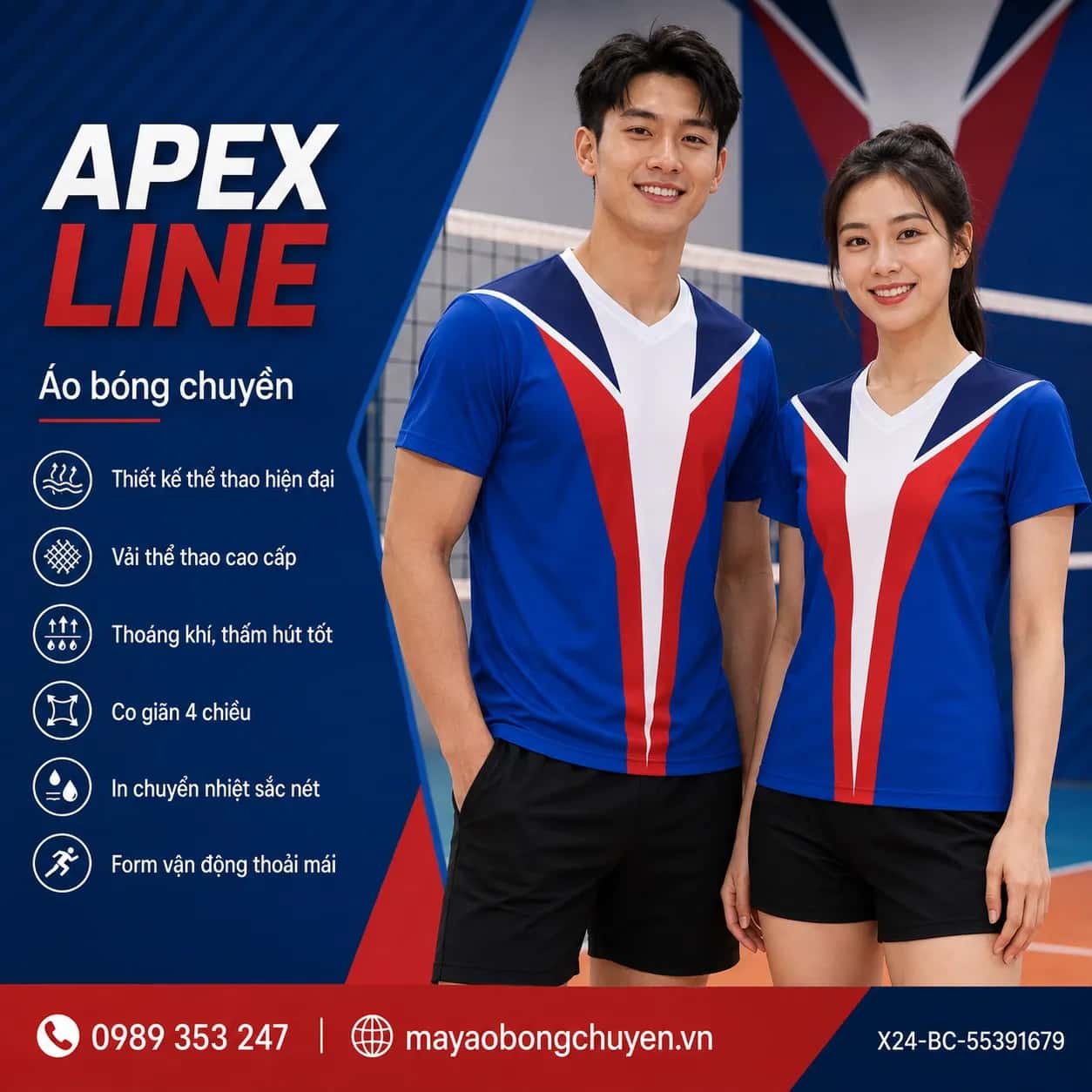 Áo bóng chuyền Apex Line đặt may cho đội