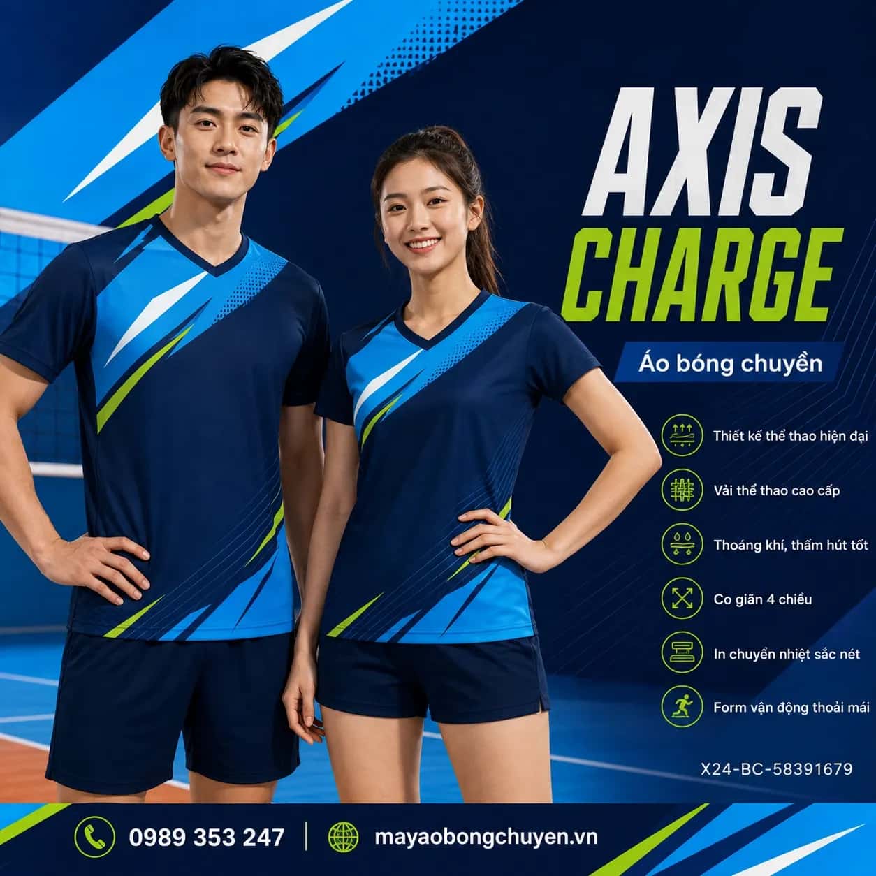 Áo bóng chuyền Axis Charge đặt may cho đội