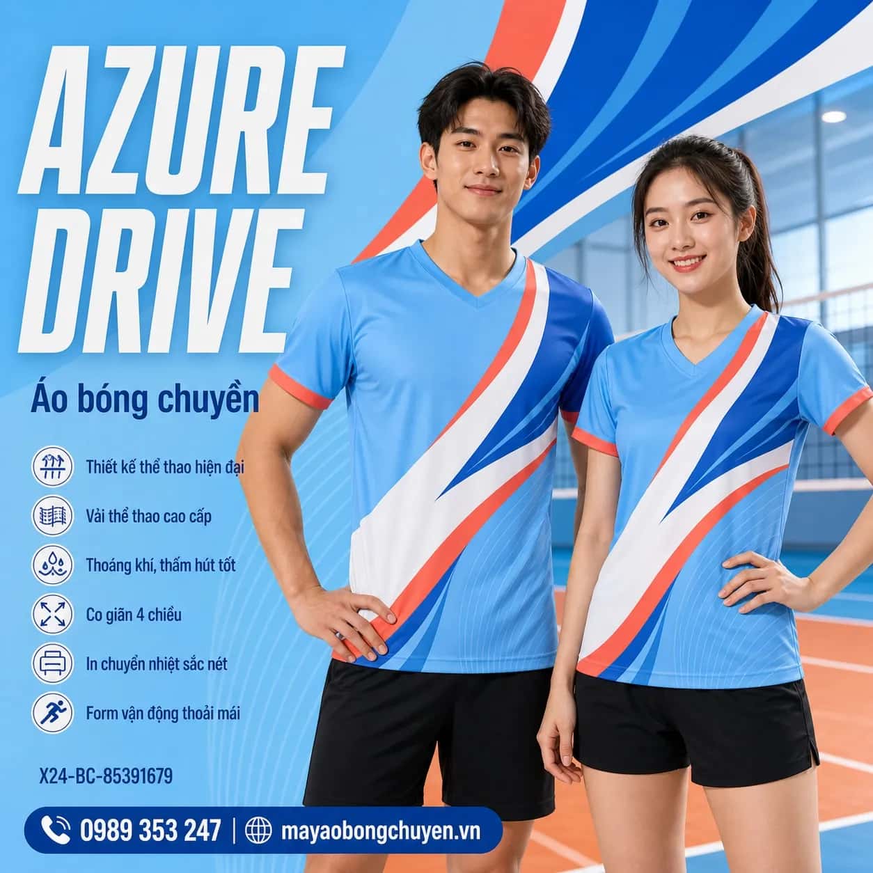 Áo bóng chuyền Azure Drive đặt may cho đội