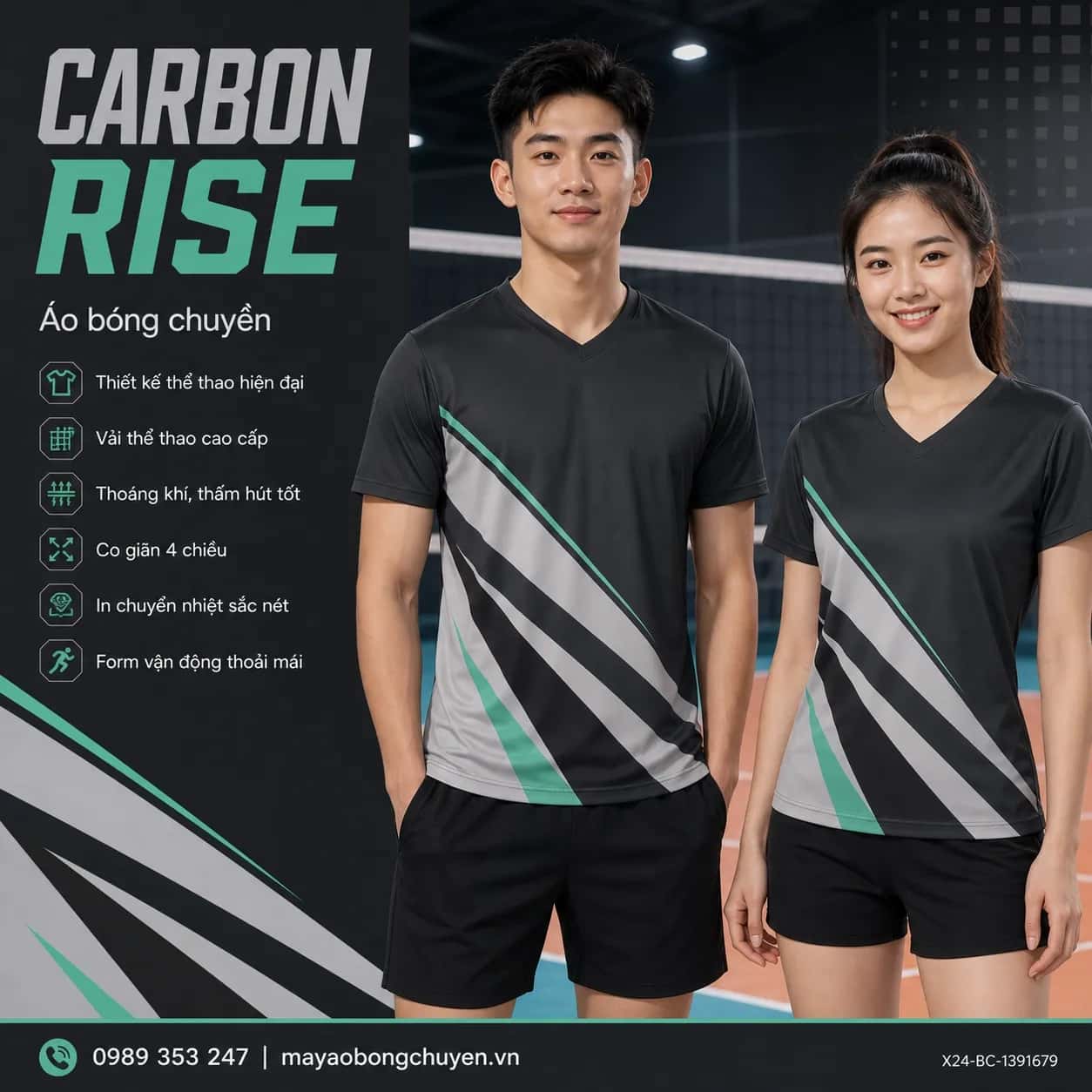 Áo bóng chuyền Carbon Rise đặt may cho đội
