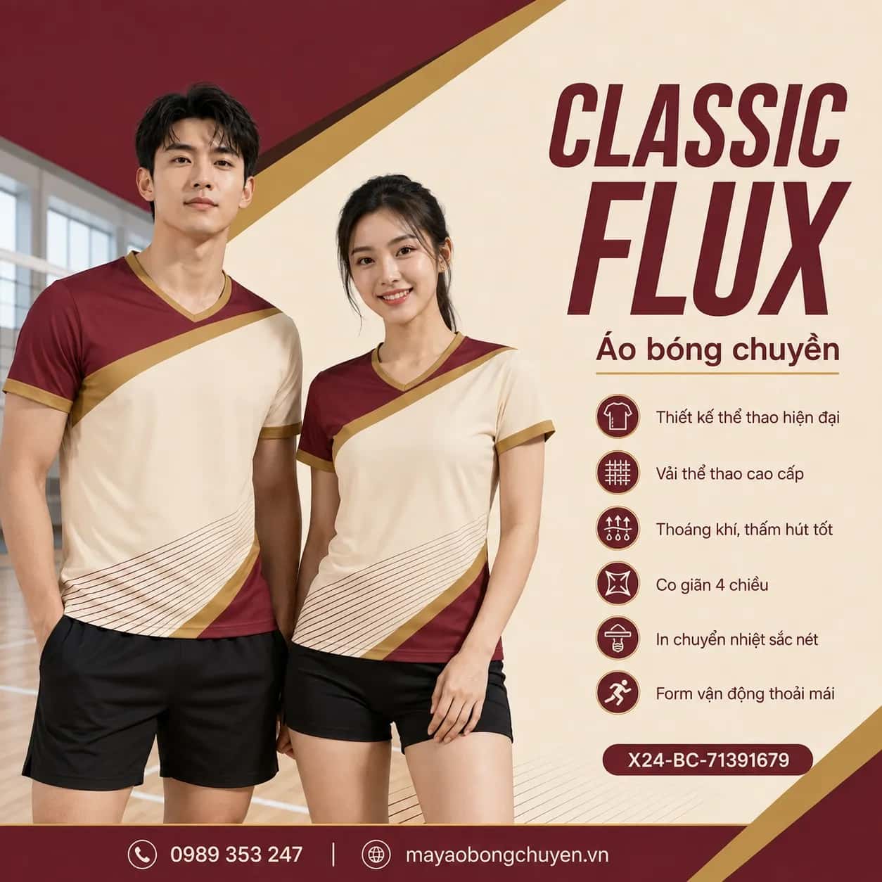 Áo bóng chuyền Classic Flux đặt may cho đội