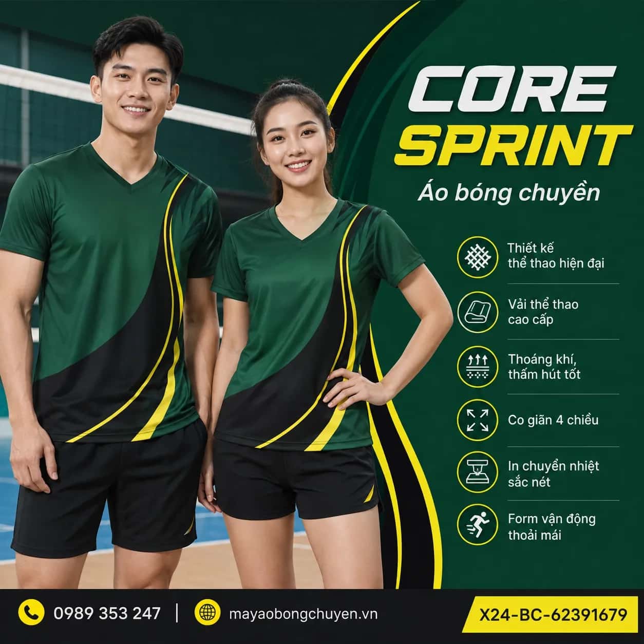 Áo bóng chuyền Core Sprint đặt may cho đội