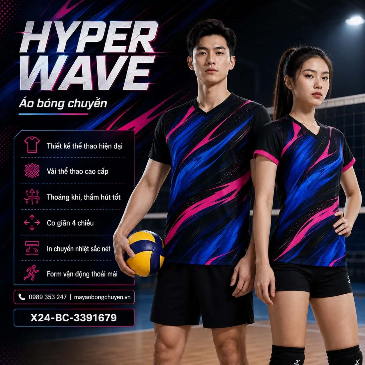 Áo bóng chuyền Hyper Wave đặt may cho đội