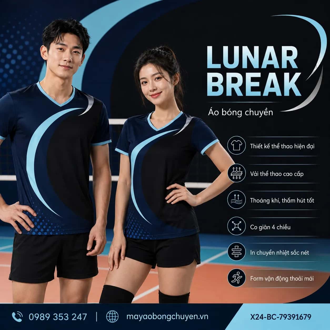 Áo bóng chuyền Lunar Break đặt may cho đội