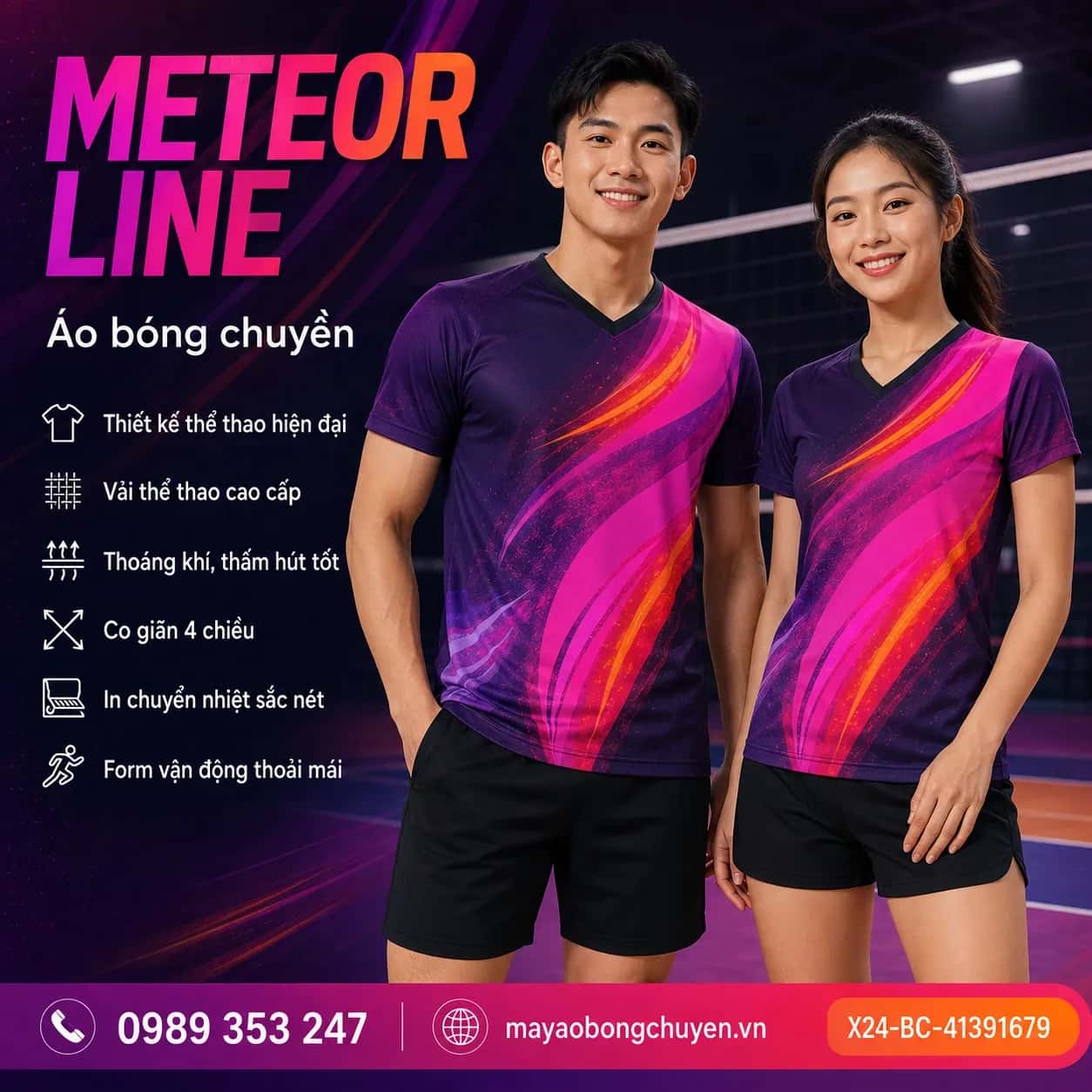 Áo bóng chuyền Meteor Line đặt may cho đội