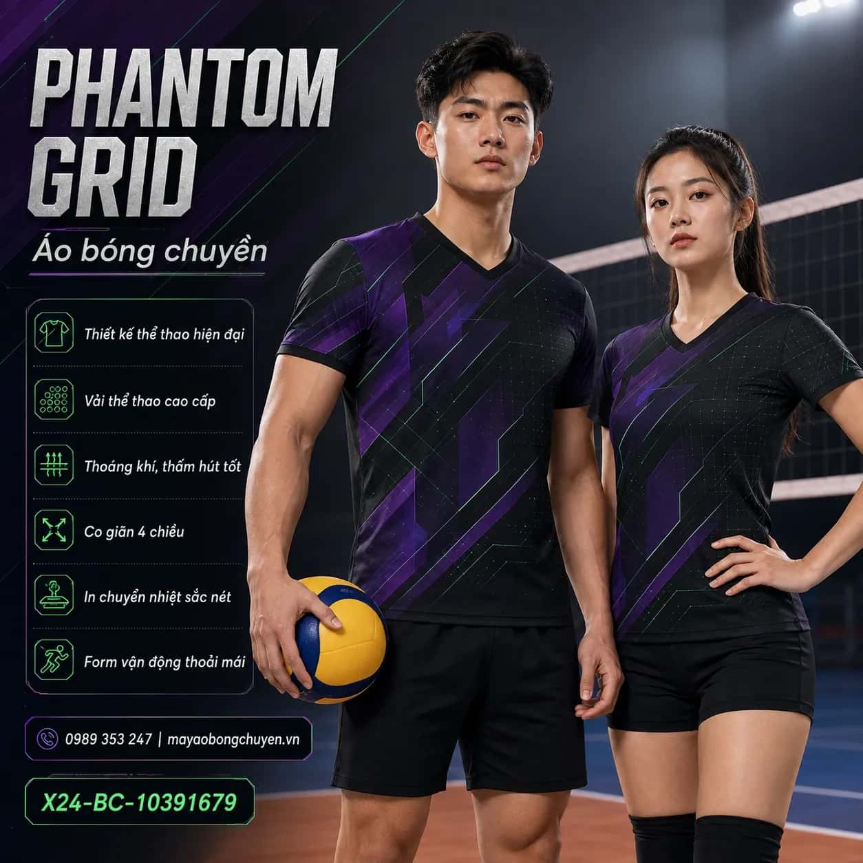Áo bóng chuyền Phantom Grid đặt may cho đội