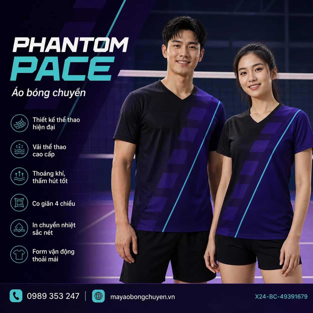 Áo bóng chuyền Phantom Pace đặt may cho đội