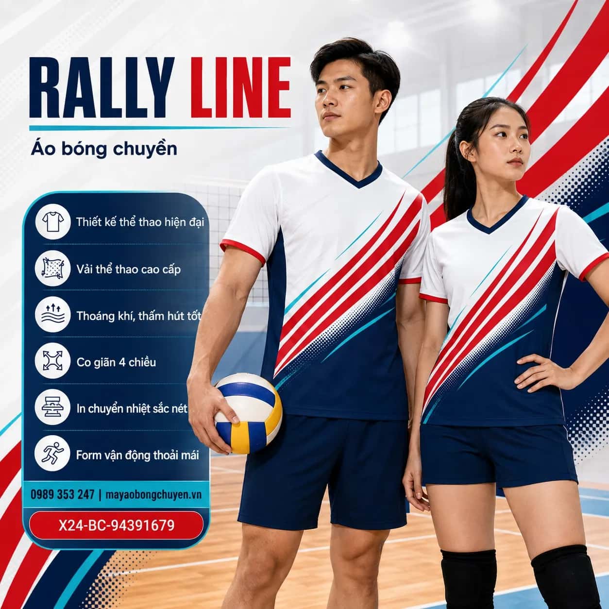 Áo bóng chuyền Rally Line đặt may cho đội