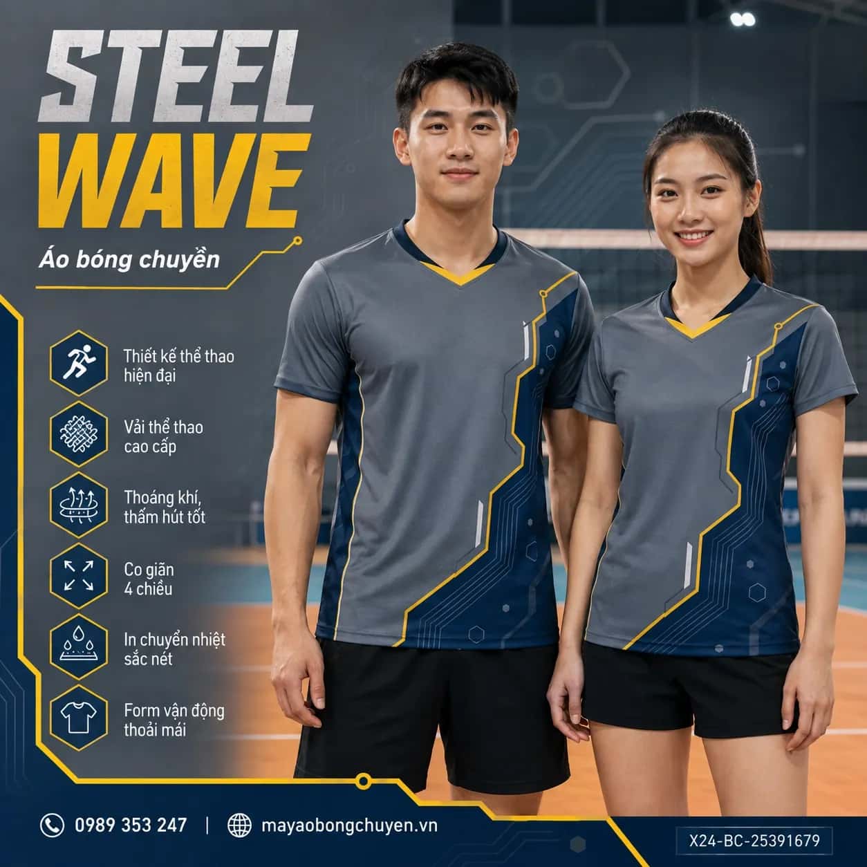 Áo bóng chuyền Steel Wave đặt may cho đội