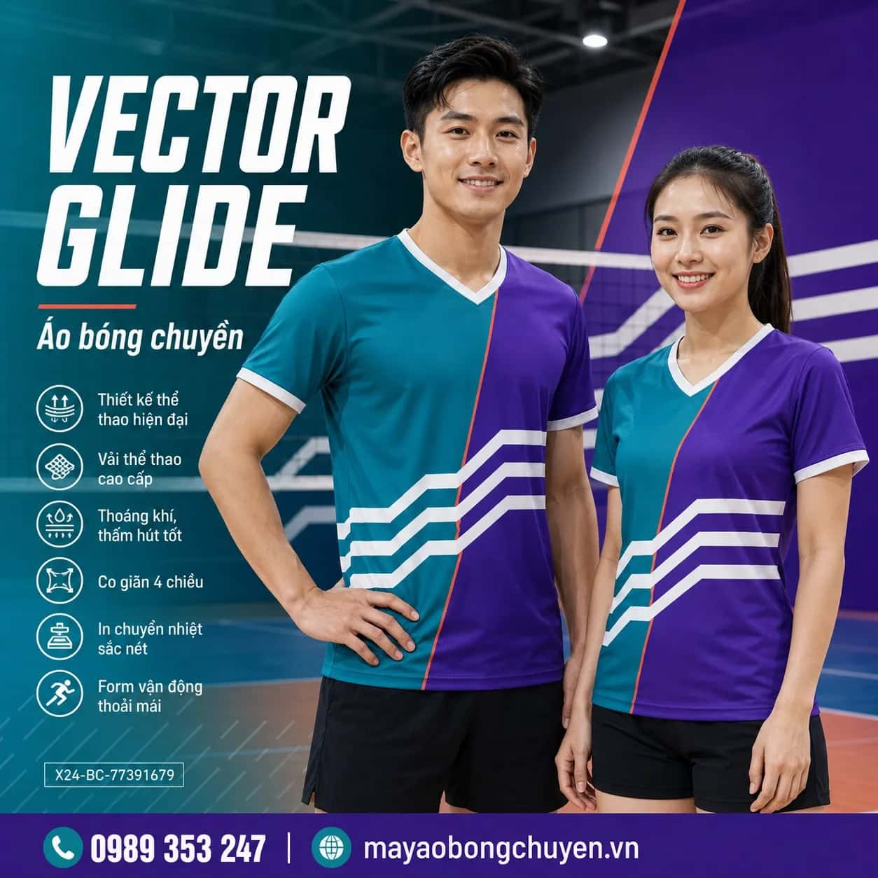 Áo bóng chuyền Vector Glide đặt may cho đội