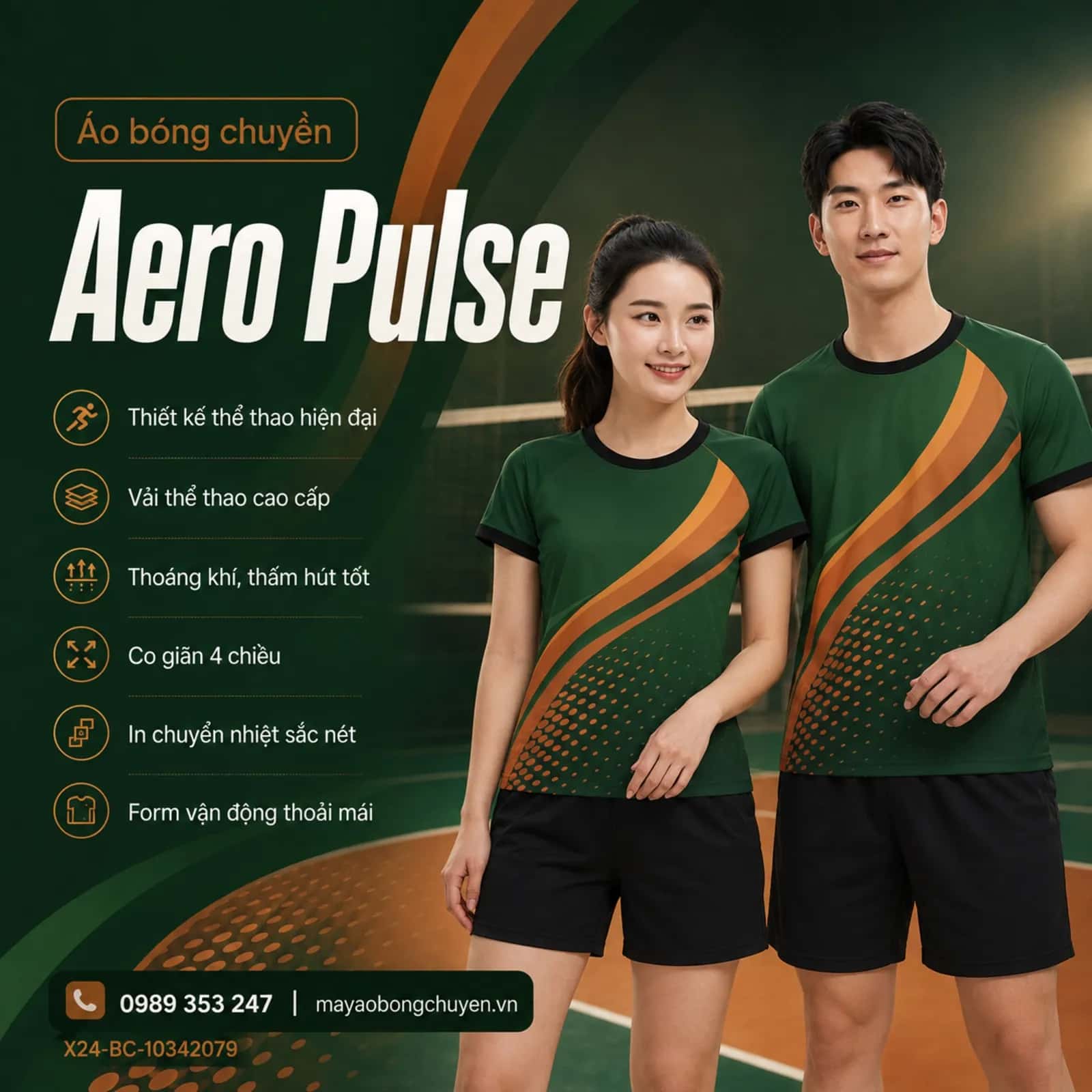 Áo bóng chuyền Aero Pulse phối trắng thiên thanh đặt đội