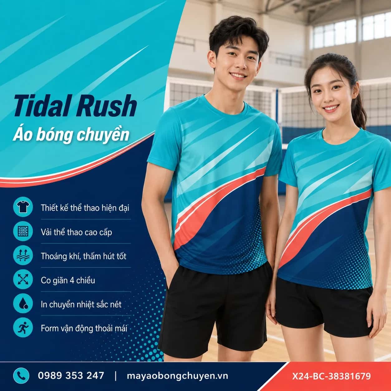 Áo bóng chuyền Tidal Rush đặt may cho đội